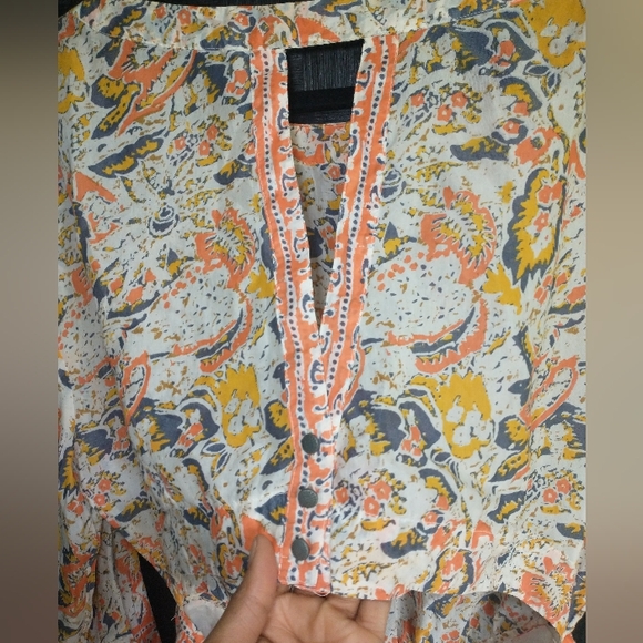 Women's Free people orange and white long sleeve dress with open back - Picture 16 of 17